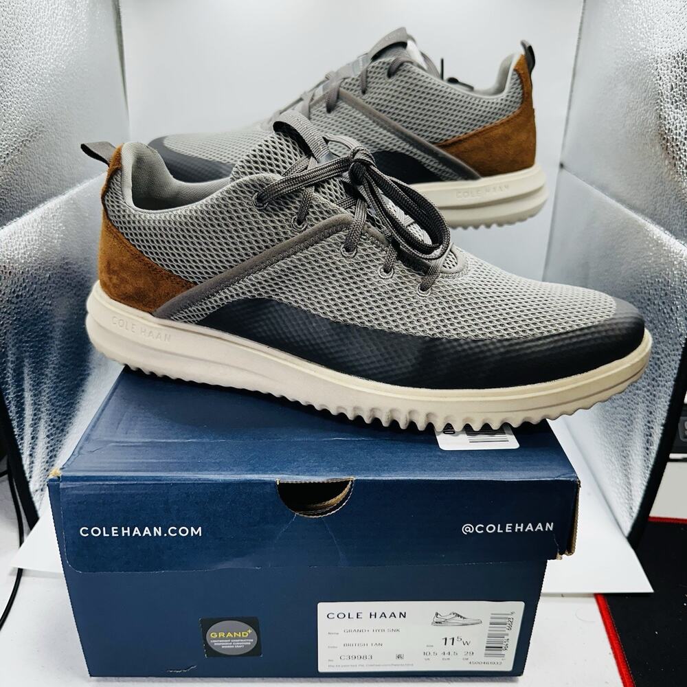 Cole Haan Men's Gray Mesh and Brown Suede Casual Sneakers